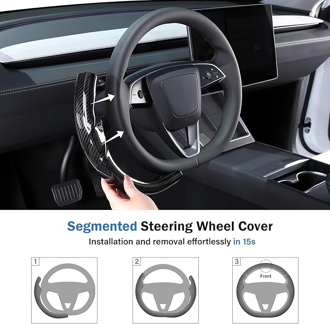 Steering Wheel Cover for Tesla Model 3 Highland(2024-Present)/ Model Y Juniper(2025-Present),Anti-Slip,Comfortable Grip,Breathable,Customized for Tesla Model 3/Y Accessories,Bright Black