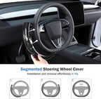 Steering Wheel Cover for Tesla Model 3 Highland(2024-Present)/ Model Y Juniper(2025-Present),Anti-Slip,Comfortable Grip,Breathable,Customized for Tesla Model 3/Y Accessories,Bright Black