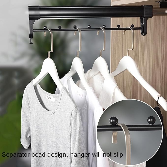 Pull Out Clothes Rail Extendable Pull Out Closet Rod - Wardrobe Pull-Out Trousers Rack, Extendable Wardrobe Rail in Steel, Ad
