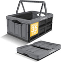 CleverMade Collapsible Shopping Basket 32L - Folding Grocery Basket with Handles, Stackable Reusable Storage Crate with 35 lb C