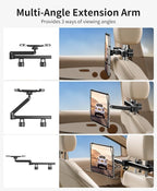 FANGOR Tablet Holder for Car - [3 in 1 Adjustable Extension Arm] Upgraded iPad Holder for car Backseat with Holding Net, Road Trip Essentials for Kids, for 4.7-13" iPad Pro, Air, Mini, Fire HD, Phone