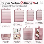 Veken 9/11 Set Compression Packing Cubes for Travel Essentials,Compressible Expandable Large Luggage Organizer Bags for Cloth