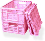 20L Folding Crate, 4Pack Plastic Storage Baskets Organizer for Home and Office,Collapsible Storage Crates for Home Office and