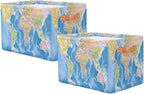 World Map Storage Basket, Collapsible Cloth Storage Cube Bin for Shelves with Handles Large Toys Basket Closet Organizer for 