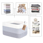 COMFY-HOMI Cotton Rope Woven Basket with Handles for Shelves,Toys,Book, Cloth Storage Baskets Bin for Organizing-13.5"x11"x9.