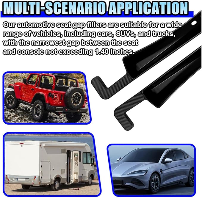 2PCS Car Seat Gap Filler Organizer, No-Drop Seat Gap Storage Box Inserts with Phone Holder, Storage Plug Stopper Fill Gap Between Seat and Console, Universal Car Accessories for SUV Truck (Black)