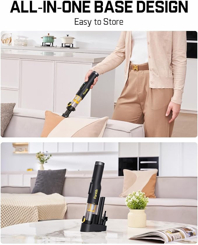 Fanttik Slim V10 Lite Cordless Handheld Vacuum, 0.98lb Lightweight with All-in-One Base Design, 12000Pa Suction & Smart LED D