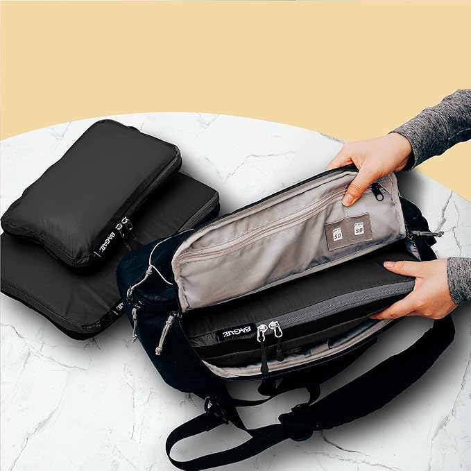 BAGAIL 5 Set Ultralight Compression Packing Cubes Travel Accessories Expandable Packing Organizers(Black)