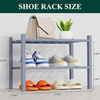 Smiry Shoe Rack, 2 Tier Thick Small Bamboo Shoe Organizer, Stackable Free Standing Wooden Shoe Storage Shelf for Closet, Entr