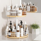 Two Tier Lazy Susan Metal, 2 Tier Wood Lazy Susan 12 Inch, Rotating Spice Rack Organizer for Cabinet Dining Table Top Kitchen
