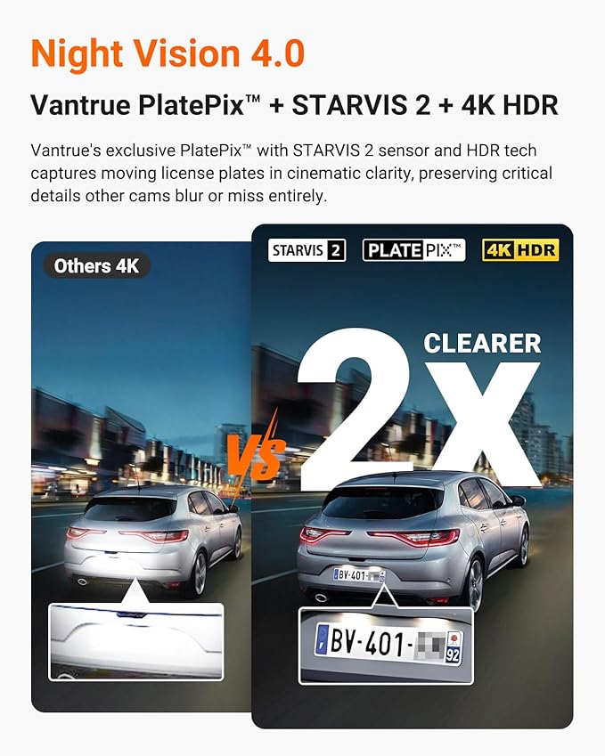 Vantrue N4 Pro S 4K 3 Channel Dash Cam w/Triple STARVIS 2, 4K+1080P+2.5K Front Inside Rear Dash Camera, 4+2.5K Dual Channel, 