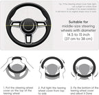 LABBYWAY Steering Wheel Cover, Universal Fit 15 Inch Microfiber Leather Car Wheel Protector, Anti-Slip, Black
