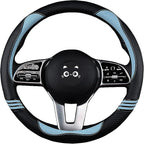 Iwantit® Cute Steering Wheel Cover for Women, Carbon Fiber&Breathable Pu Leather with Anti-Slip Rubber Ring, Steering Wheel P