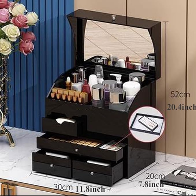 Makeup Organiser Storage 4-Layer Desktop Cosmetic Storage Box Make Up Organizer, Separation Dressing Table Makeup Organiser w