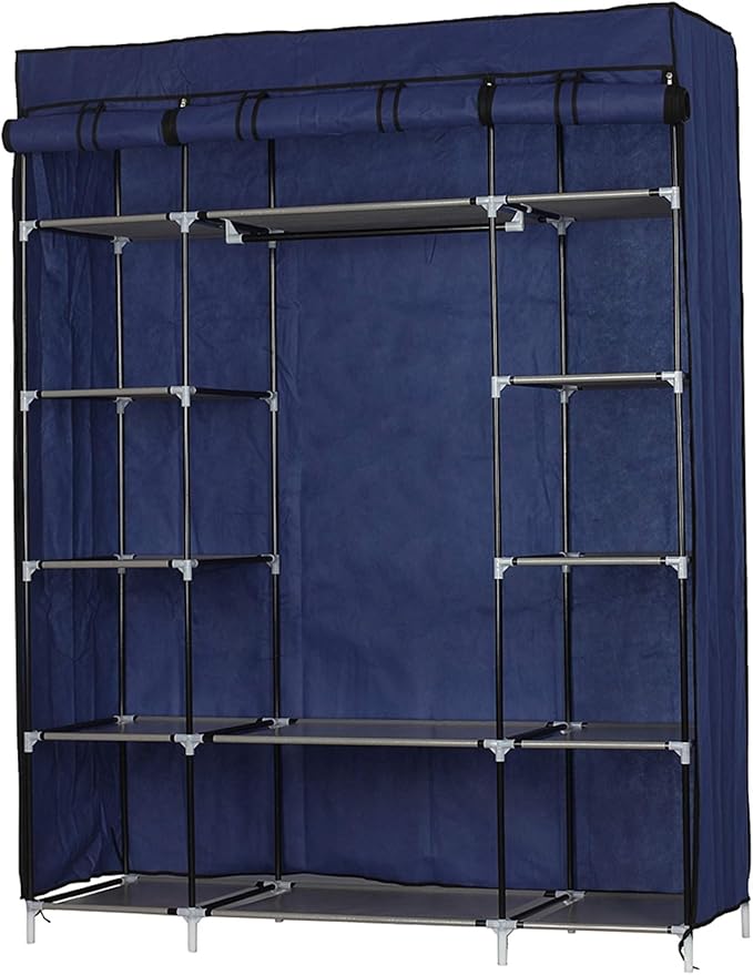 67" Portable Closet Storage Organizer Wardrobe Clothes Rack,Covered Garment Rack,Steel Tube Clothes Storage Organizer,Freesta