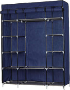 67" Freestanding Closet Organizer,Non-Woven Fabric Closet Wardrobe,Portable Covered Garment Rack,Steel Tube Wardrobe Clothes 