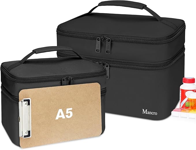 Mancro Dual Layers Medicine Organizer Bag, Pill Bottle Organizer Storage with Lockable Zipper, Medication Travel Bag for Pill