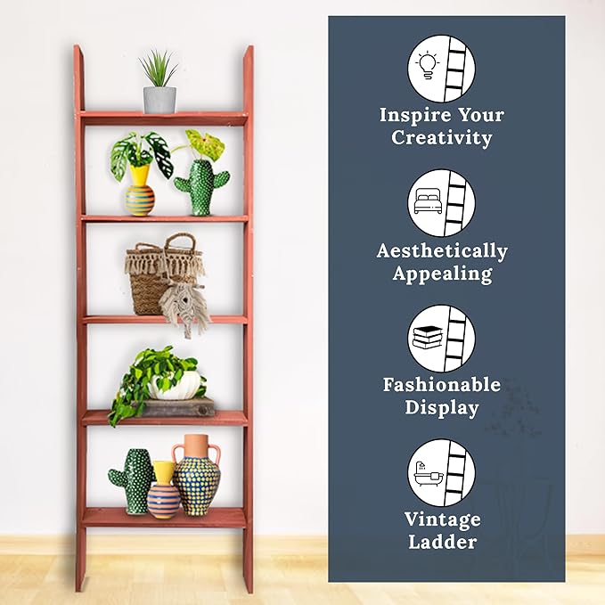 BARNWOODUSA Throw Blanket Ladder – Fully Assembled Reclaimed Wood – Rustic Decorative Ladder for Towels, Quilts, & More – Per