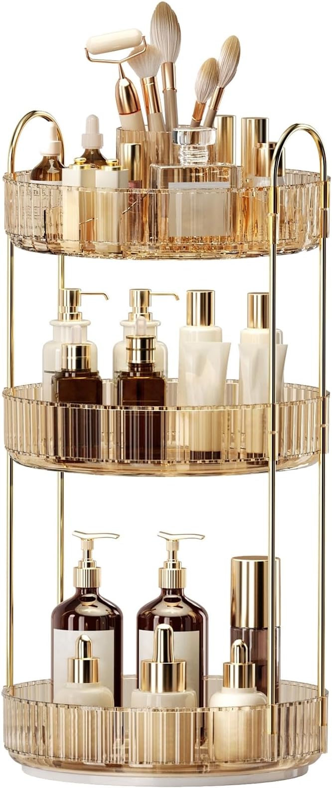 360° Rotating Makeup Organizer, Large-Capacity Skincare Make Up Storage 3 Tier Perfume Organizers Cosmetic Dresser Organizer 