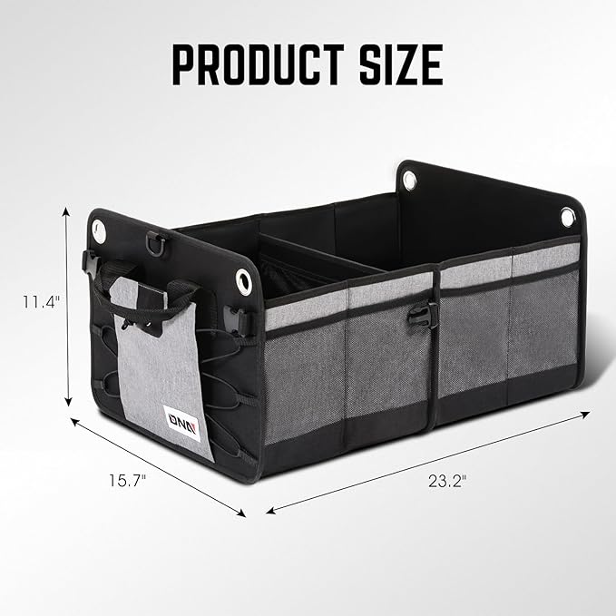 DNA Motoring Trunk Organizer for Car, 70L Large Capacity Foldable Trunk Organizer, Multi Compartment Car Trunk Organizer