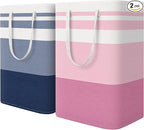 HomeHacks 2 Pack Large Laundry Baskets, Waterproof, Freestanding Laundry Hampers, Collapsible Clothes Hamper with Reinforced 
