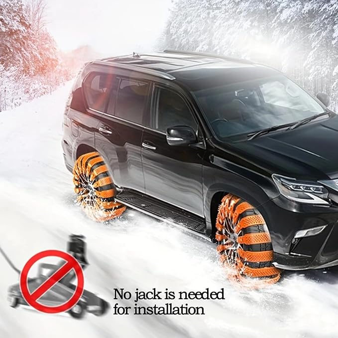 2025SCHAIN-OR Universal Heavy Duty Anti-Skid Snow Tire Chains, 10Pack Reusable TPU Non-Slip Zip Tie Tires Chain, Compatible w