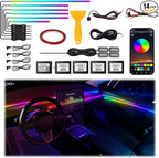 Acrylic Interior Car LED Strip Light, Dreamcolor 14-in-1 RGB Ambient Lighting with APP, 16 Million Colors 175in 600LED Music Sync Lights for Night Driving, Home, Camping & Gift Decor