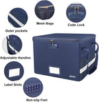 ENGPOW File Box with Lock, Fireproof Document Box with Pockets, Collapsible File Organizer Filing Storage Cabinet with Handle