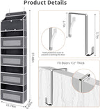 5-Tier Over the Door Storage Organizer with 5 Side Mesh Pockets, 40lbs Load Capacity with 2 Hooks, Behind Door Hanging Organi