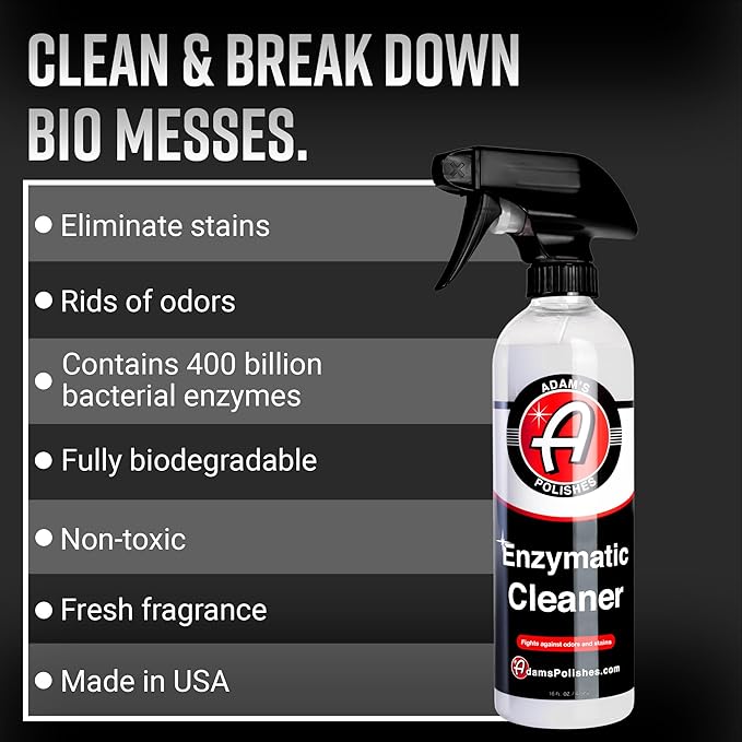 Adam's Polishes Enzymatic Cleaner 16oz - Eliminate Stains & Odors From Extreme Bio-Based Messes - Water-Based, Non-Toxic All 