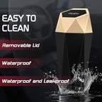 Car Trash Can with Lid, Mini Car Trash Cup with 30 Additional Trash Bags, Car Accessories for Interior, Leakproof Vehicle Garbage Bin for Car, Home, Office - 2 Packs, Gold