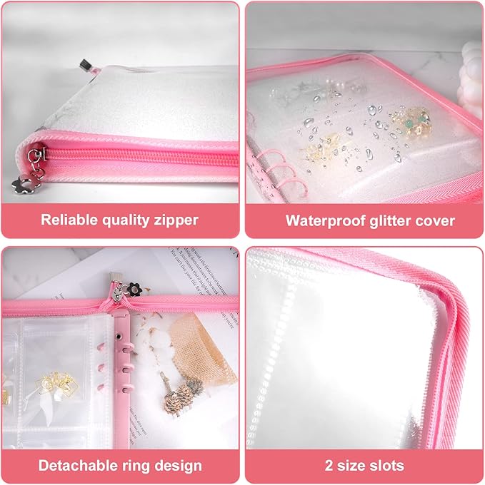 Travel Jewelry Organizer Transparent Jewelry Storage Book Set with Pocket Traveling Necklace Earring Organizer with Zipper fo