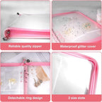 Travel Jewelry Organizer Transparent Jewelry Storage Book Set with Pocket Traveling Necklace Earring Organizer with Zipper fo