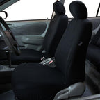 FH Group Flat Cloth Full Set Car Seat Covers Three Row 7 Seater - Universal Fit for Cars, Trucks & SUVs (Solid Black)