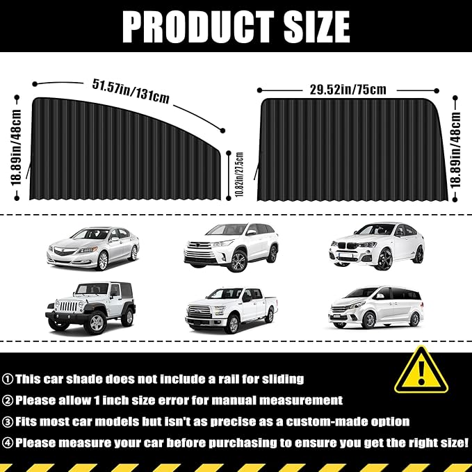 ZATOOTO Window Shades for Car Camping - Privacy Cover and Side Blinds - Protection from Heat and UV for Kids, Family, Pets