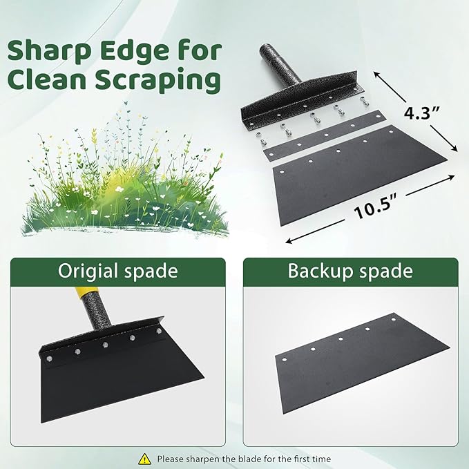 Ice Scraper, Snow Shovel, 2 Spades, 88" Detachable Garden Flat Shovel Scraper, Multifunctional Garden Cleaning Shovels,Heavy Duty Floor Scrapers for Weeding, Edging, Driveway Snow Ice Removal