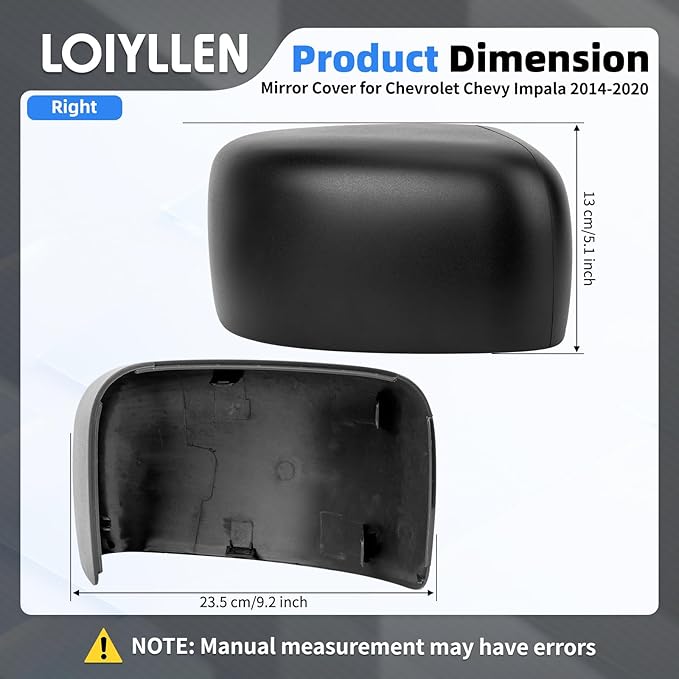 Driver & Passenger Side Mirror Cover Replacement for Jeep Renegade 2015 2016 2017 2018 2019 - Left & Right Side Mirror Covers, Rear View Mirror Cap Accessories Textured, Without Lamp
