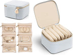 VLANDO Travel Jewelry Box Organizer – Portable PU Leather Jewelry Case with 6/8/12 Zippered Pouches, Compact Storage for Earr
