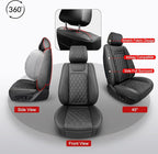 2 Pack Leather Front Car Seat Covers,Universal Breathable Full Surround Leather Car Seat Cover Protector,Split Waterproof Lux