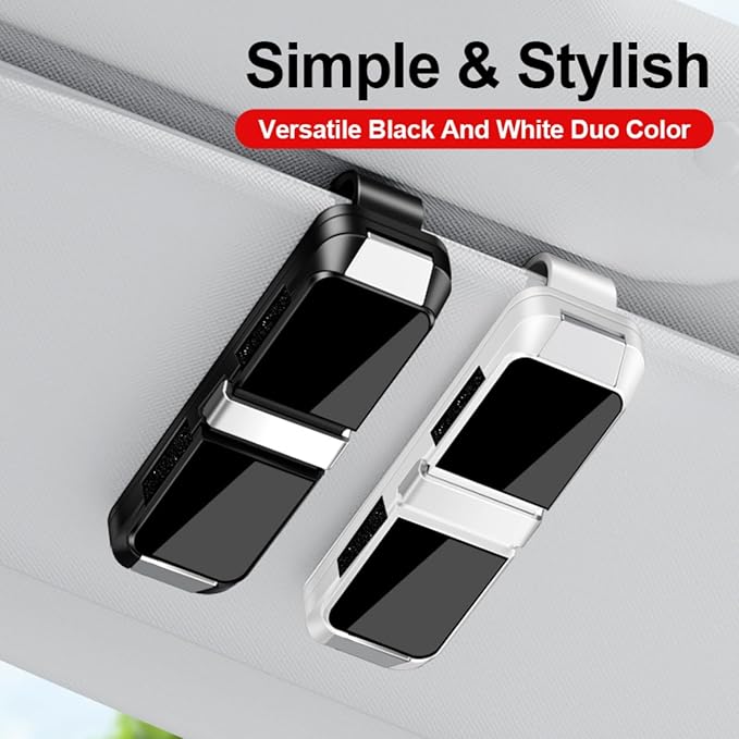Universal Car Sun Visor Double-Layer Glasses Holder,Practical Visor Sunglasses Holder Clip,Space-Saving Car Interior Accessory,car Sunglass Holder that Can Hold Two Pairs of Glasses (Black)