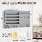 Nekon Mail Holder for Wall Mail Organizer with Key Hooks Hallway Farmhouse Decor Storage Racks with Floating Shelf and Flush 