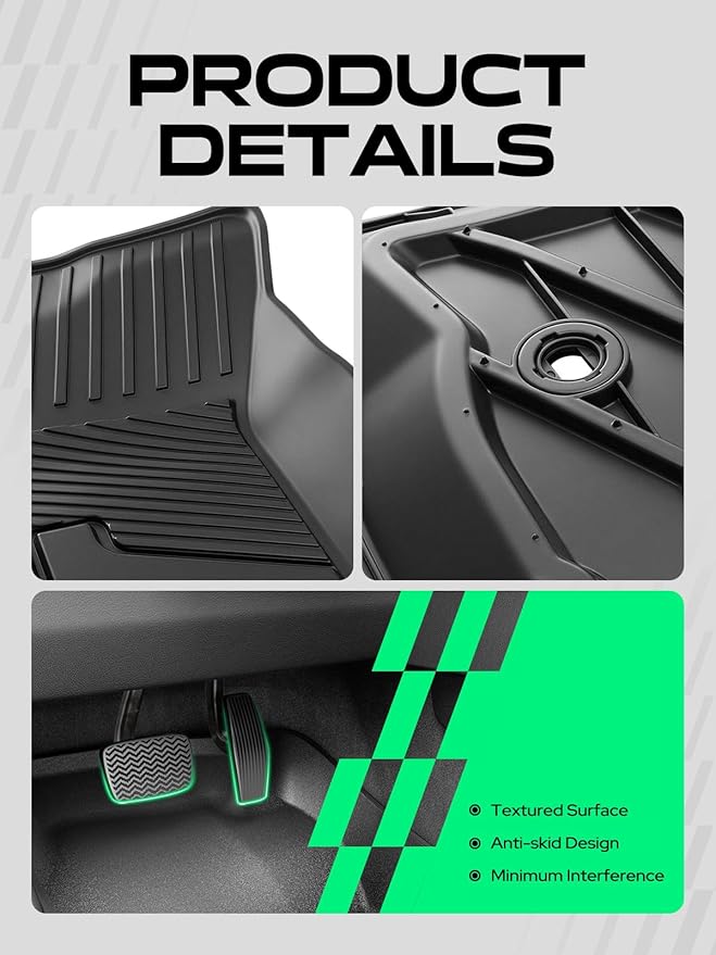 YHTAUTO Floor Mats Fit 2016-2023 Toyota Tacoma Access Cab, TPE All Weather Car Mats Waterproof Anti-Slip Odorless Floor Liner, Interior Car Accessories Front & 2nd Row Liner