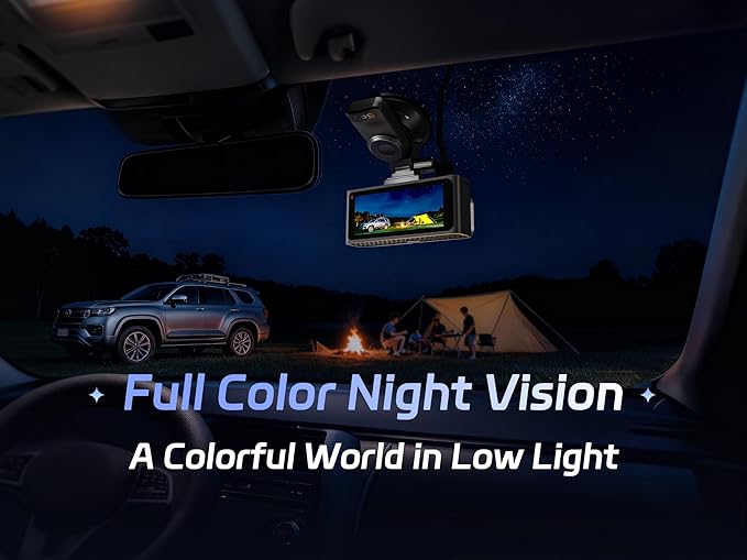 Pelsee S3 Touch 4K Dash Cam Front and Rear, STARVIS 2 Sensor, STARLIT™ Full Color Night Vision, 128GB Card, WiFi 6, ADAS, Das