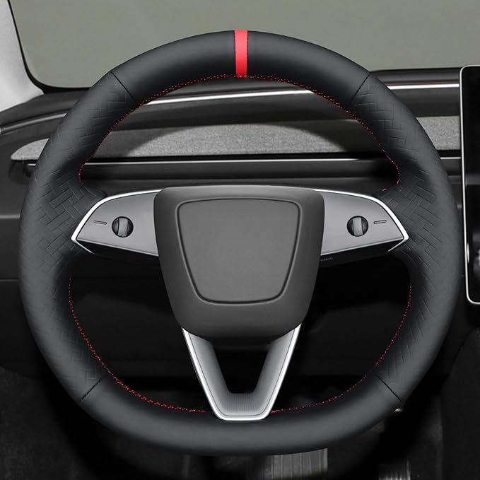 MEWANT DIY Stitching Steering Wheel Cover Wrap for Tesla Model 3 Highland 2023-2025/Model Y 2025 Highland for Tesla Model 3/Model Y Accessories