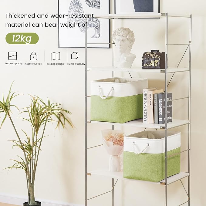 Large Storage Baskets- 16x12x12 inch Storage Bins for Shelves and Closet Organizing, Foldable Fabric Bin for Home Organizatio