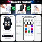Upgraded Wireless LED Lights for Car, Rechargeable Interior Car Lights with 8 Colors Brightness Adjustable, 12H Battery Life, Remote Control, Mini Strobe Lights for Vehicle Motorcycle Bike Decor
