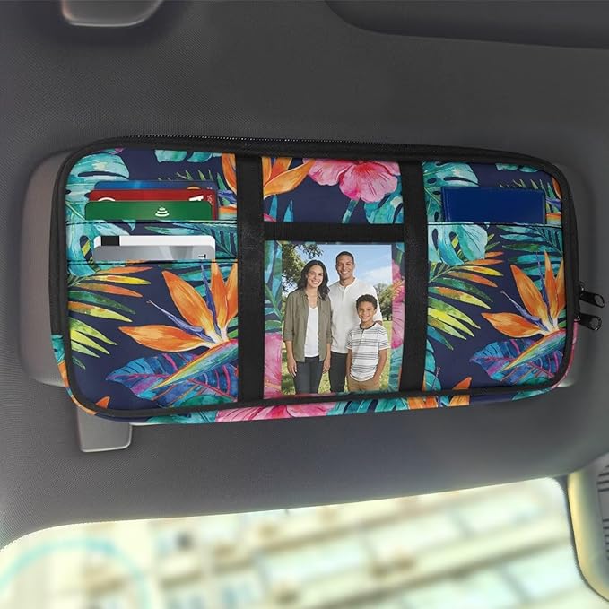 Tropical Plant Car Sun Visor Organizer Fashion Sun Visor Organizer Easy to Store and Install Cars Accessories for Cars, Trucks & SUVs Keep Tidy
