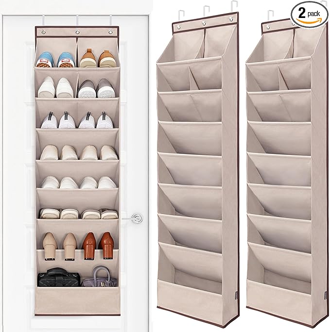 STORAGE MANIAC Over the Door Shoe Organizer Heavy-Duty Large Deep Pocket Hanging Shoe Organizer Shoe Rack Door Closet Shoe Or