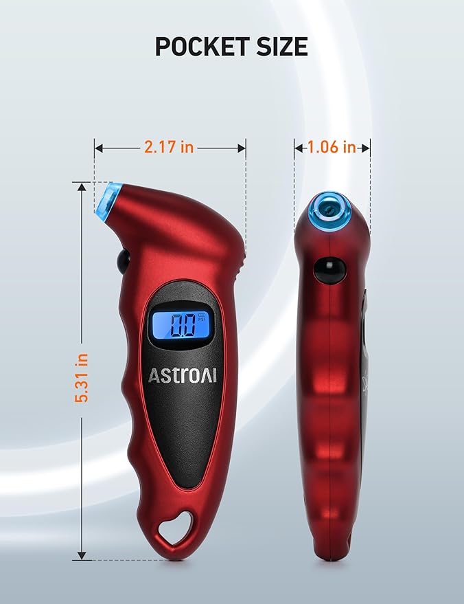 AstroAI Digital Tire Pressure Gauge 0-150PSI（Accurate in 0.1 Increments），4 Units for Car Truck Bicycle with Backlight LCD and Presta Valve Adaptor