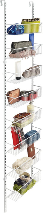 ClosetMaid 97535 Wall or Door Adjustable (8) Basket Organizer, 6.614-Inch D x 77.165-Inch H x 17.992-Inch W, White